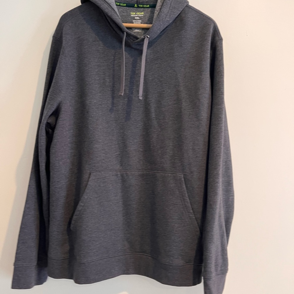 Tek Gear Ultra Soft Fleece Men’s Hoodie Gray Charcoal Cotton Pullover Kangaroo